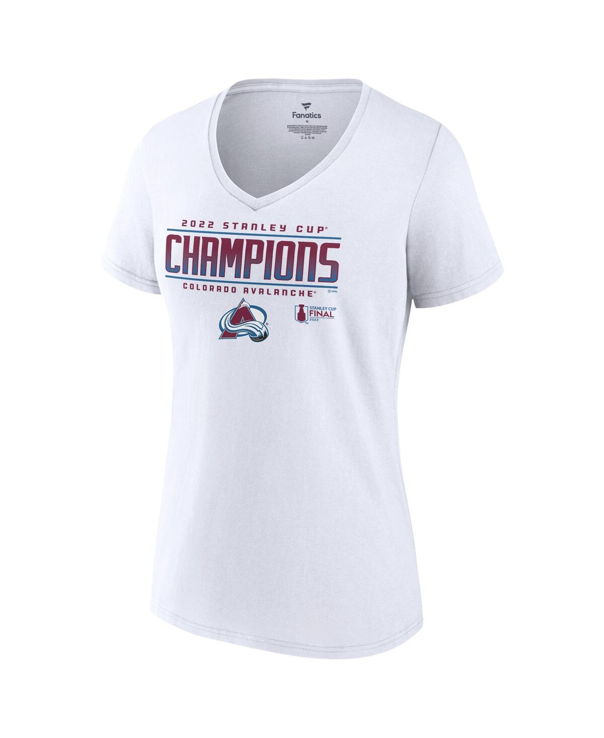 Women's FanaticsColorado Avalanche 2022 Stanley Cup Champions Signature Roster V-Neck T-shirt - White