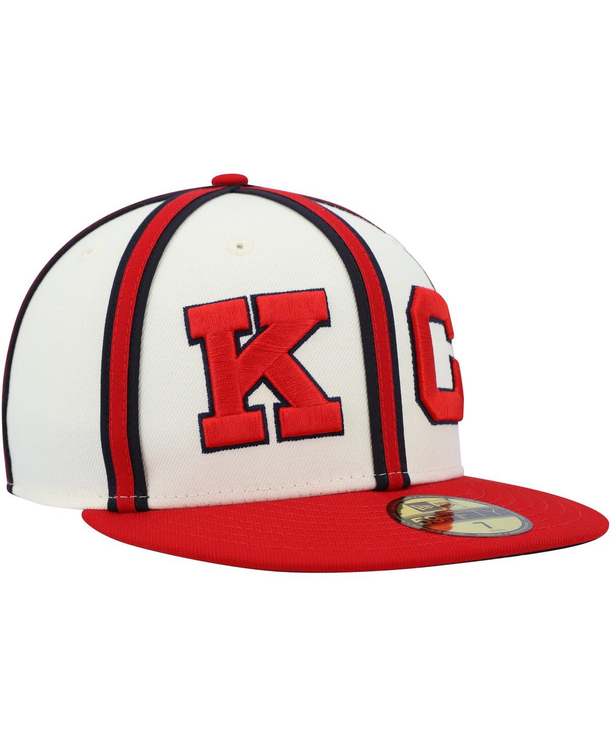 Shop New Era Men's  Cream, Red Kansas City Monarchs Cooperstown Collection Turn Back The Clock 59fifty Fit In Cream,red