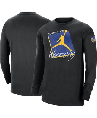 Men's Black Golden State Warriors Courtside Max 90 Vintage-Like Wash Statement Edition Long Sleeve T-shirt