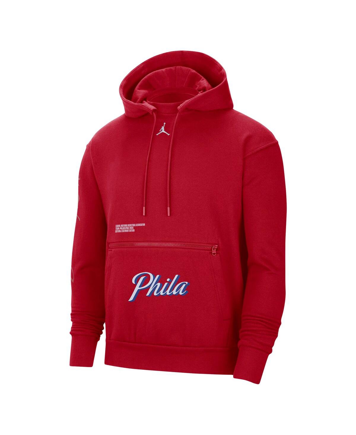 Shop Jordan Men's  Red Philadelphia 76ers Courtside Statement Edition Pullover Hoodie