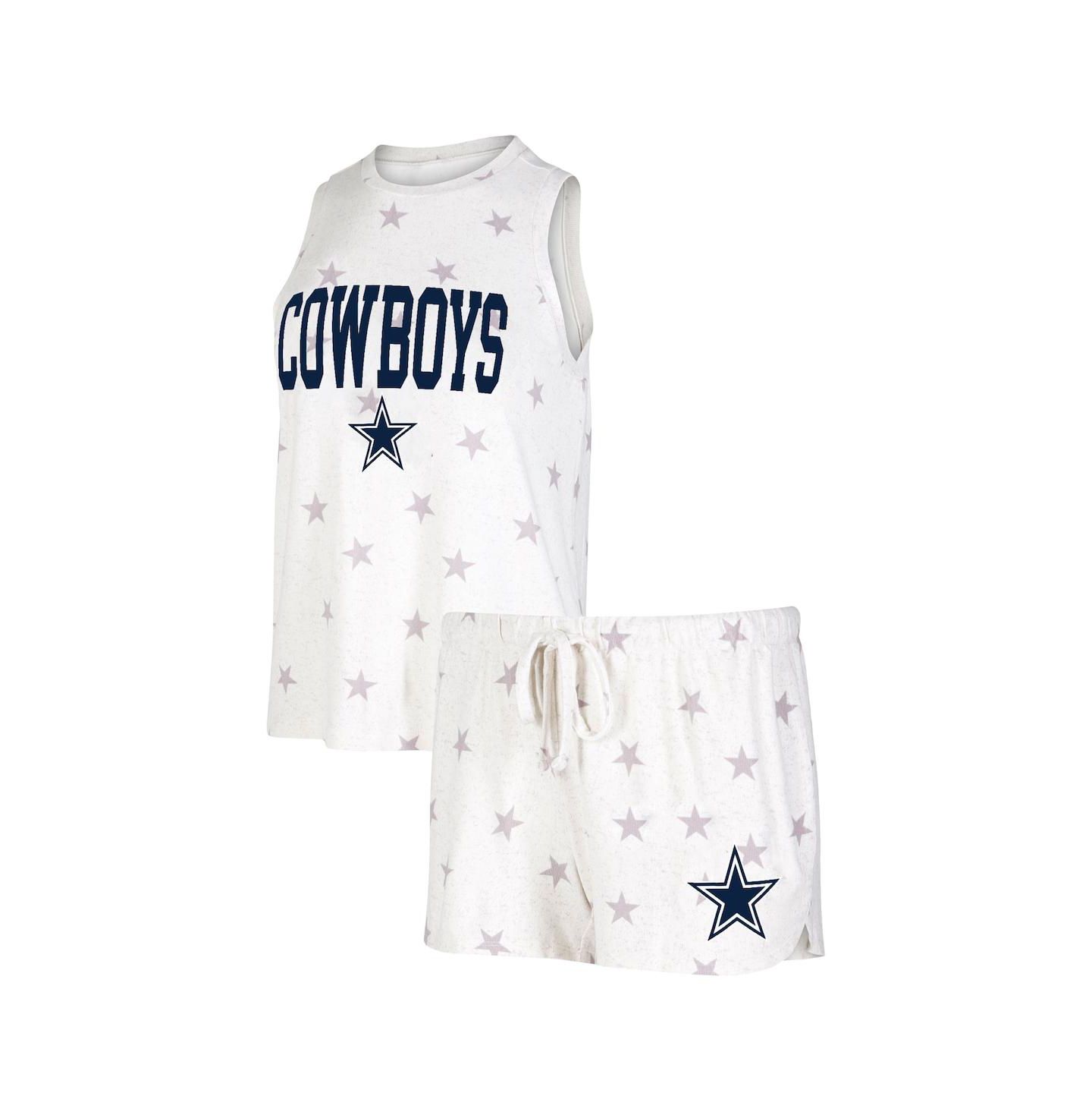 Женский комплект Concepts Sport Women's Cream Dallas Cowboys Agenda Tank Top and Shorts Set — фото 1