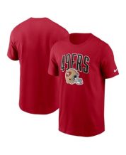 Men's Majestic Threads Christian McCaffrey Cream/Scarlet San Francisco 49ers  Player Name & Number Raglan 3/4-Sleeve T-Shirt