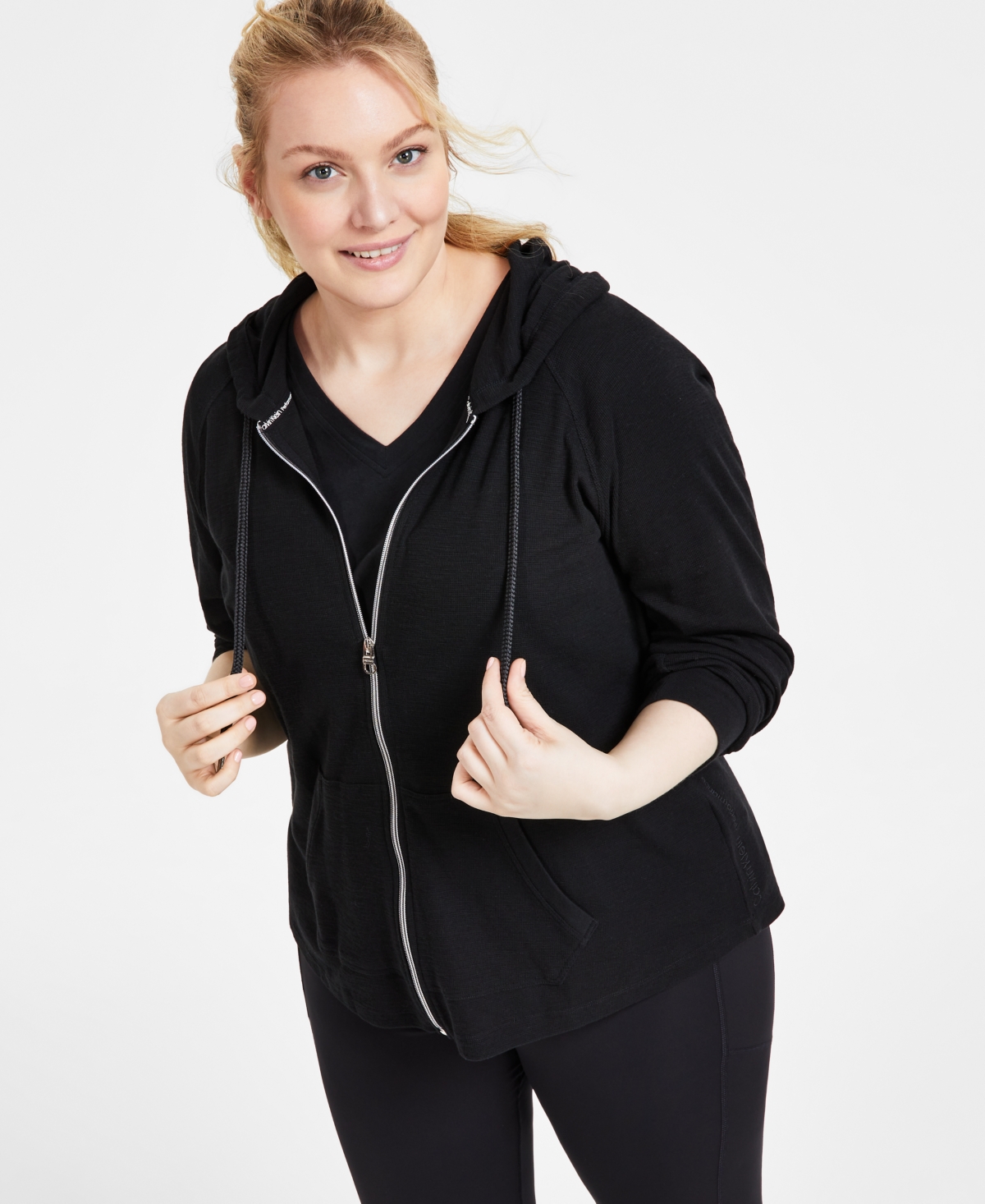 Calvin Klein Performance Ruched-Sleeve Zip Hoodie, Xs-3X