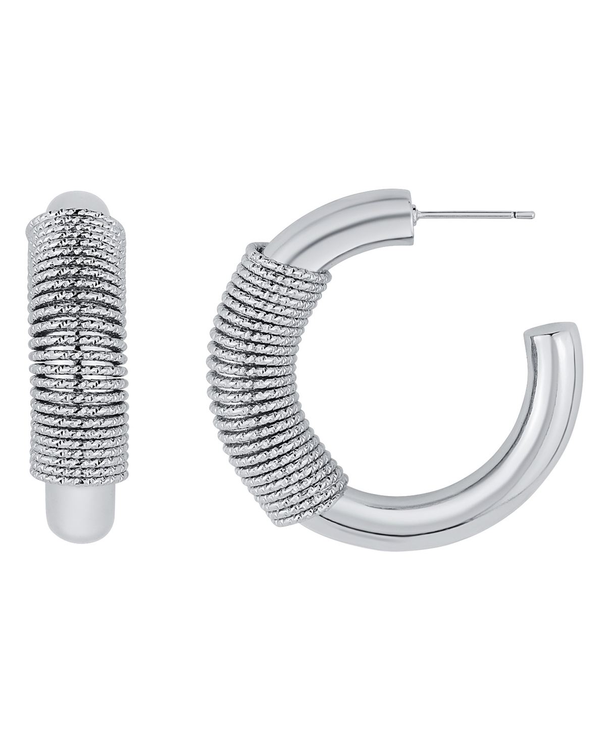And Now This Fine Silver-Plated or 18K Gold-Plated Coil Puff C Hoop Earring