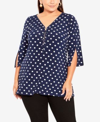 navy white spot top