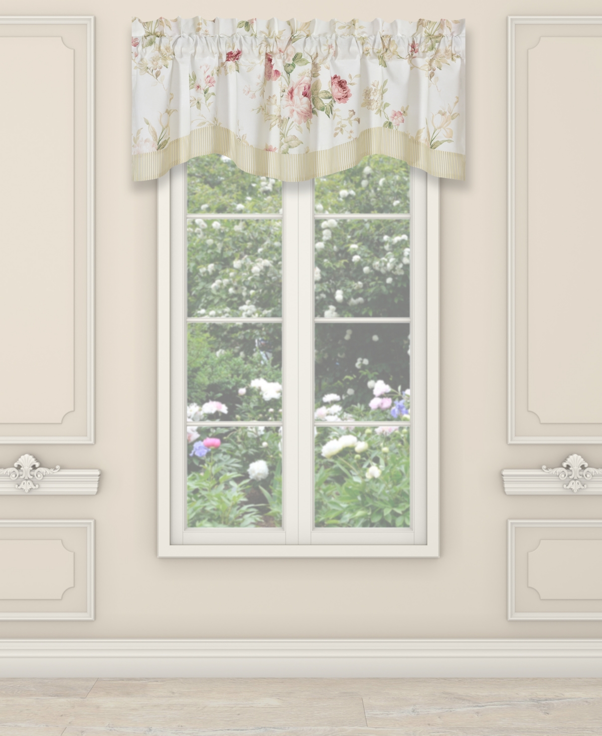 Amalia Scallop Window Valance, 17" x 60" - Rose