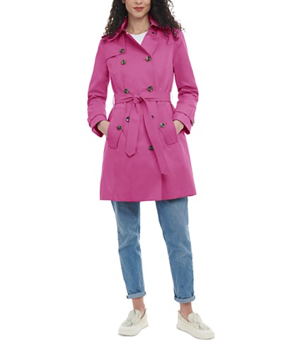 Calvin Klein Water Resistant Hooded Double-Breasted Skirted Raincoat &  Reviews - Coats & Jackets - Women - Macy's