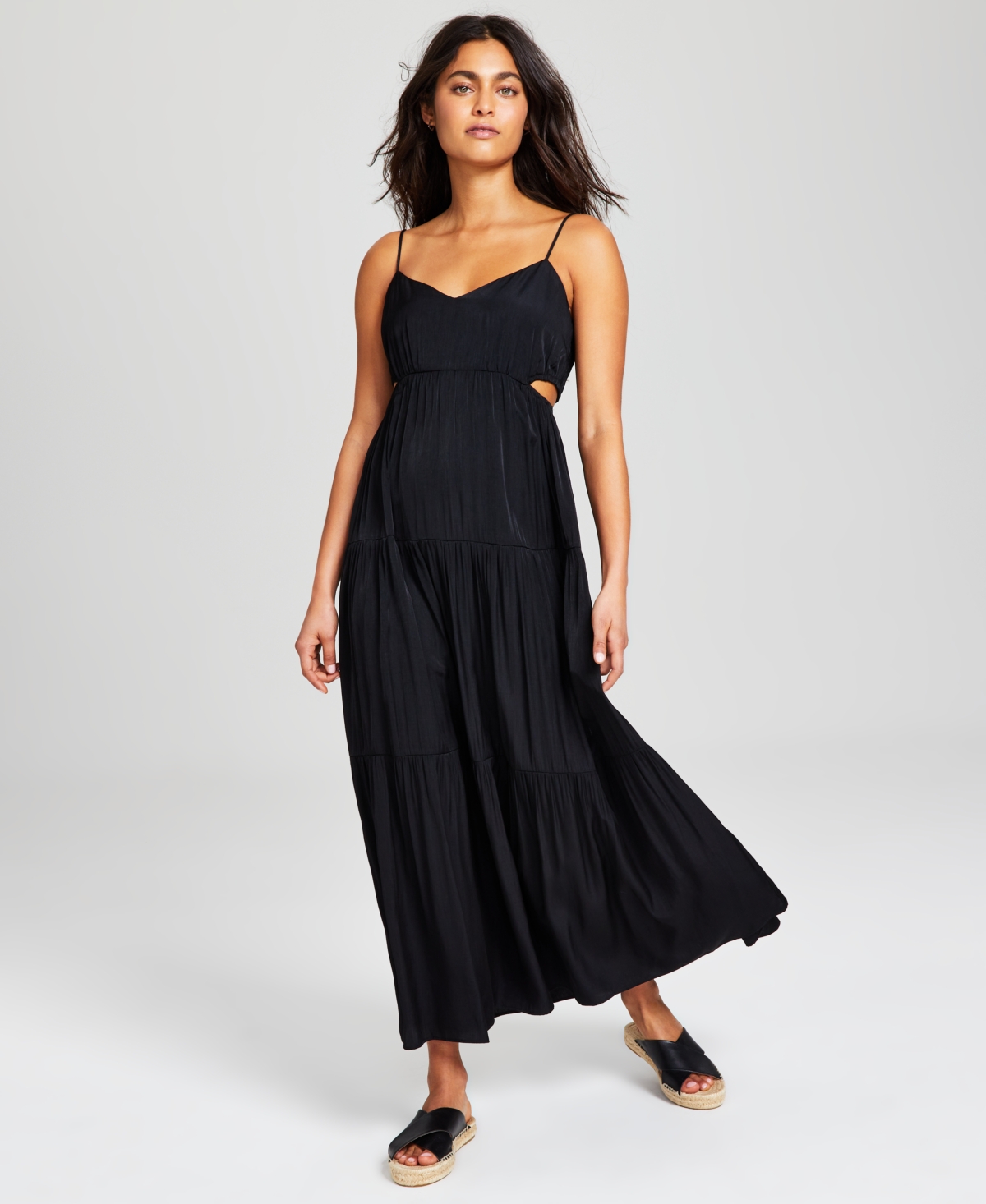 And Now This Women's Side-cutout Tiered Maxi Dress In Black