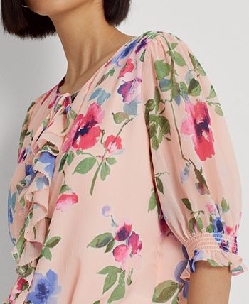 Lauren Ralph Lauren Women's Floral Crinkle Georgette Blouse - Macy's
