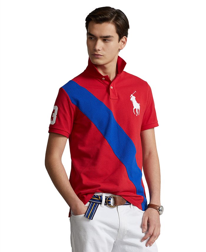 Tommy Hilfiger Mens Polo Shirt Custom Fit Short Sleeve Mesh Graphic Logo  New 