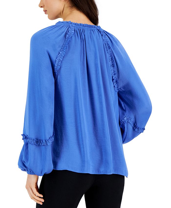T Tahari Women's Airflow Ruffled SplitNeck Top Macy's