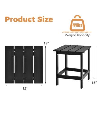 Patio 15" End Side Coffee Table Square Wooden Slat Garden