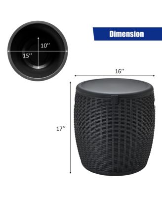 9.5 Gallon 4-in-1 Patio Rattan Cool Bar Cocktail Table Side Table