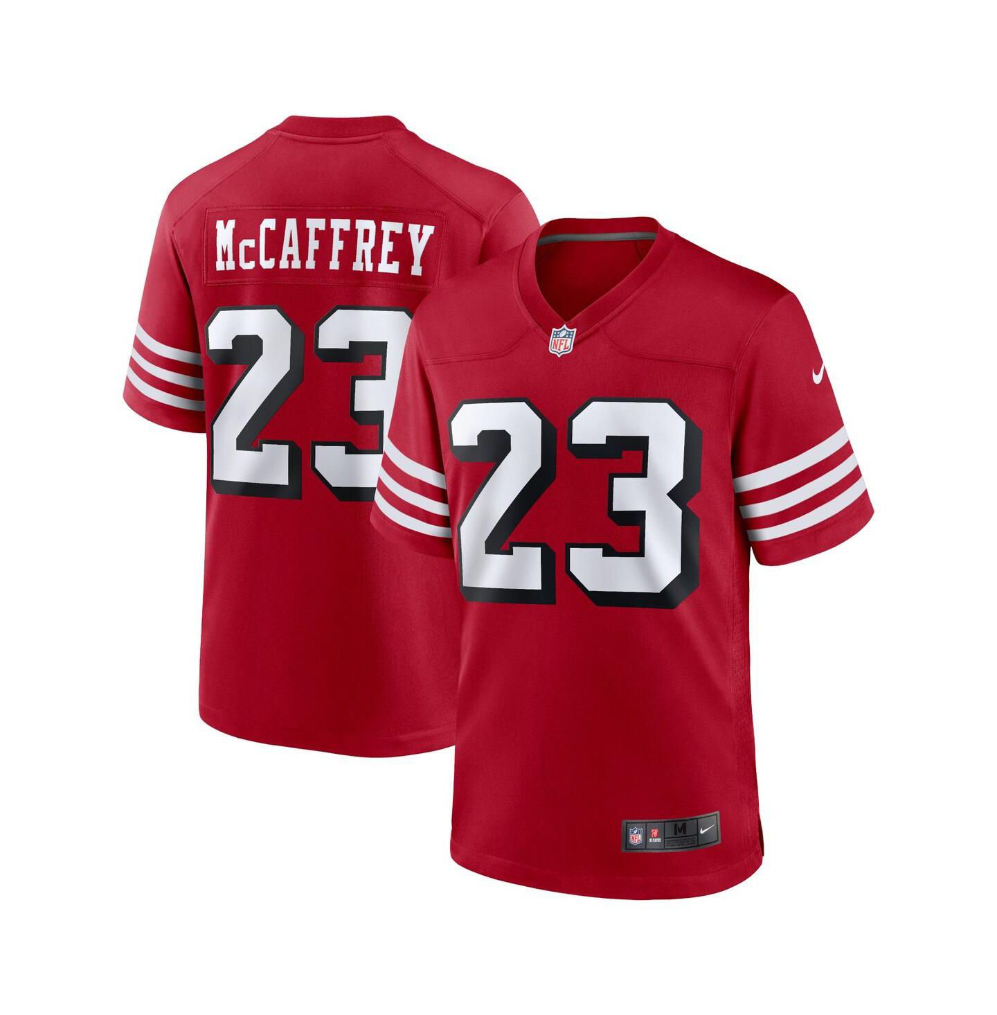 Мужской топ Nike Christian McCaffrey San Francisco 49ers Game Player Jersey, цвет: Алый — фото 1