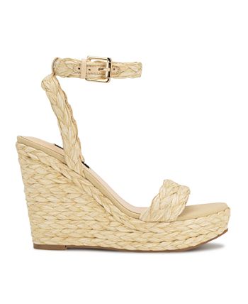 Nine West Women's Henri Round Toe Woven Wedge Sandals - Macy's