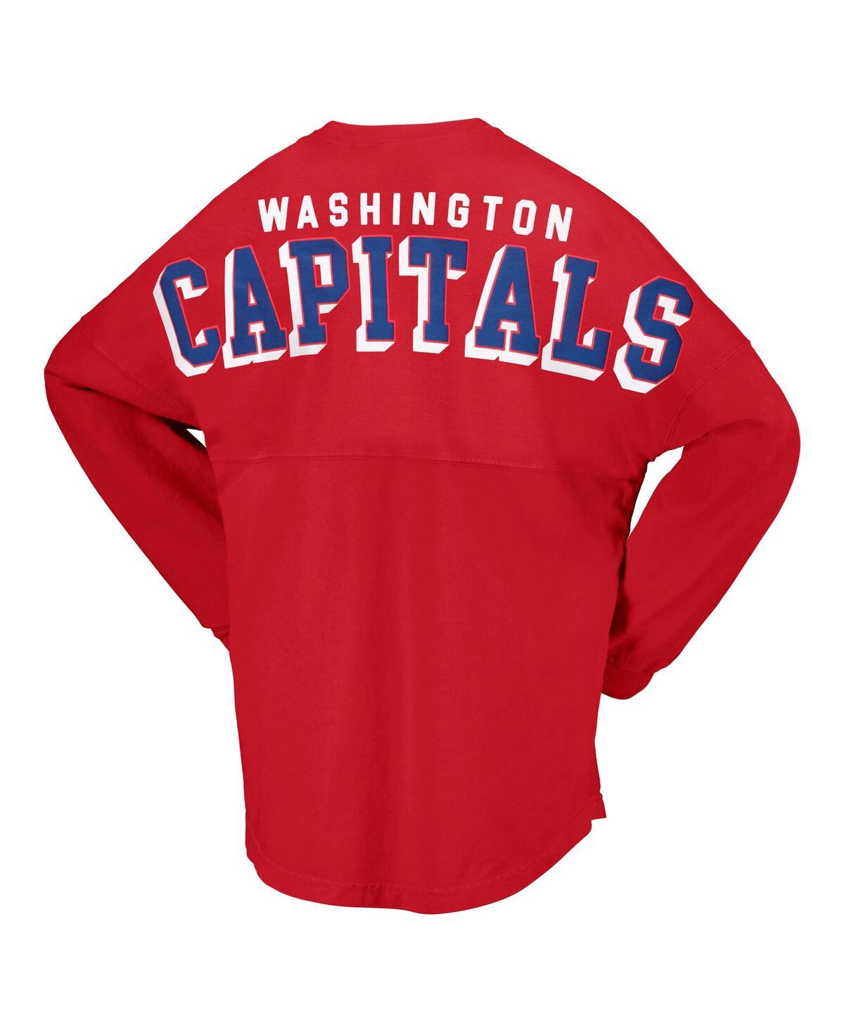 Fanatics Branded Red Washington Capitals Spirit Lace-up V-neck Long Sleeve Jersey T-shirt In Red