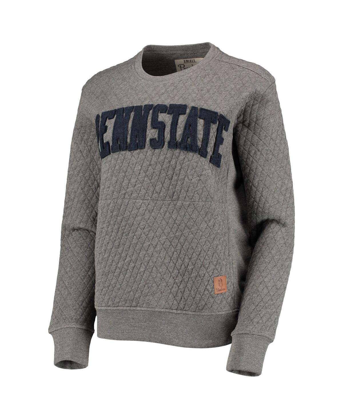 PRESSBOX WOMEN'S PRESSBOX HEATHER CHARCOAL PENN STATE NITTANY LIONS MOOSE QUILTED PULLOVER SWEATSHIRT 