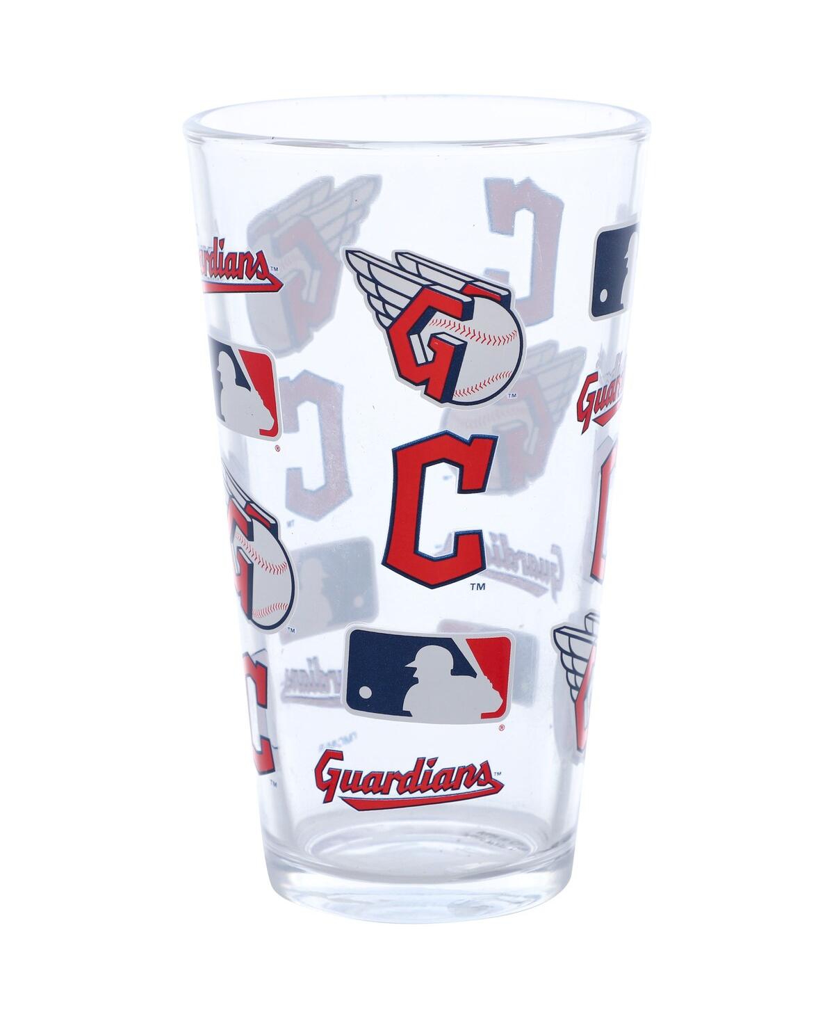 Memory Company Cleveland Guardians 16 oz Allover Print Pint Glass In Clear