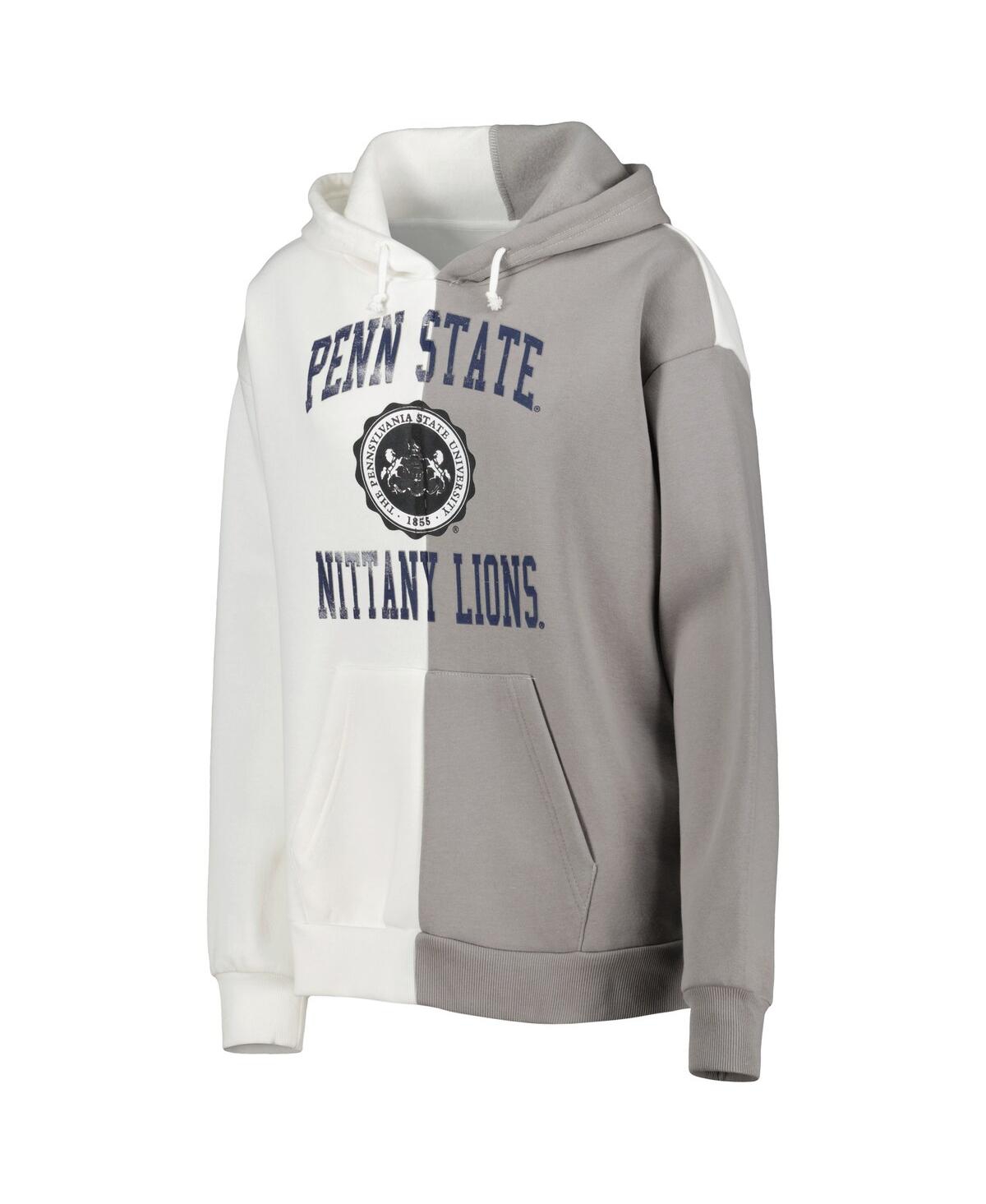 Shop Gameday Couture Women's  Gray And White Penn State Nittany Lions Split Pullover Hoodie In Gray,white