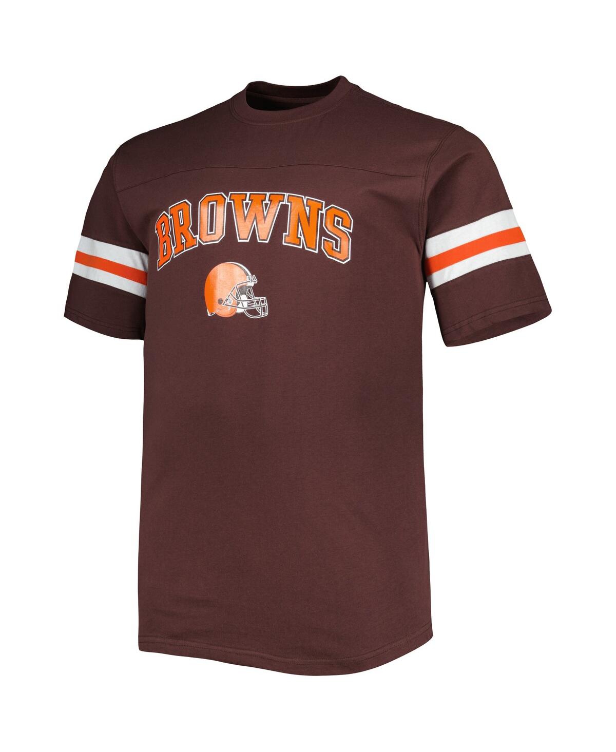 Shop Profile Men's Brown Cleveland Browns Big And Tall Arm Stripe T-shirt