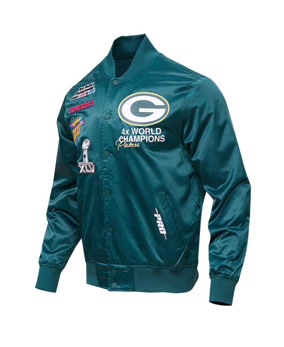 Shop Pro Standard Men's  Green Green Bay Packers Championship Satin Full-snap Varsity Jacket