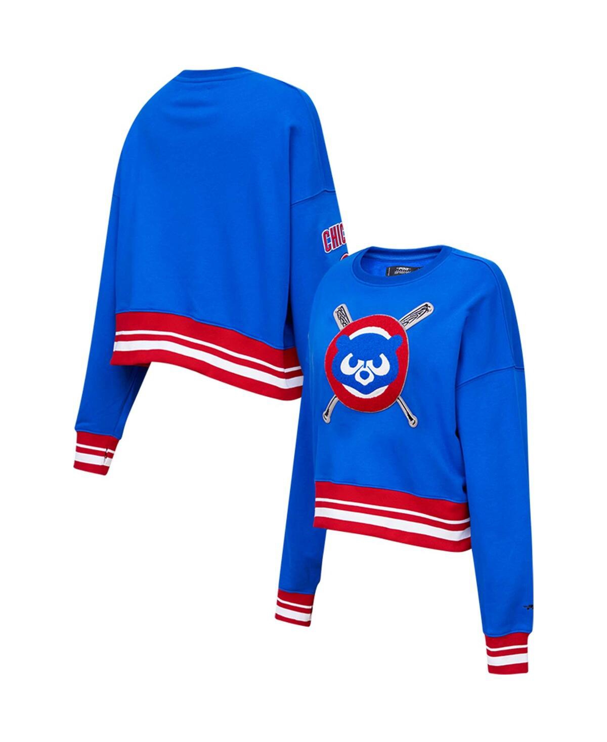 Shop Pro Standard Women's  Royal Chicago Cubs Mash Up Pullover Sweatshirt
