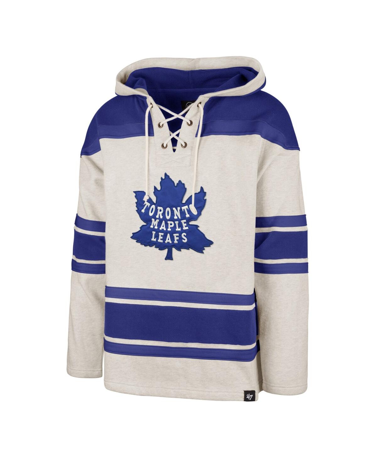Men's '47 BrandToronto Maple Leafs Rockaway Lace-Up Pullover Hoodie - Oatmeal