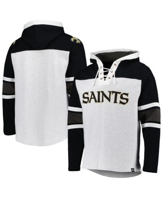 Men's New Orleans Saints Heather Gray Gridiron Lace-Up Pullover Hoodie