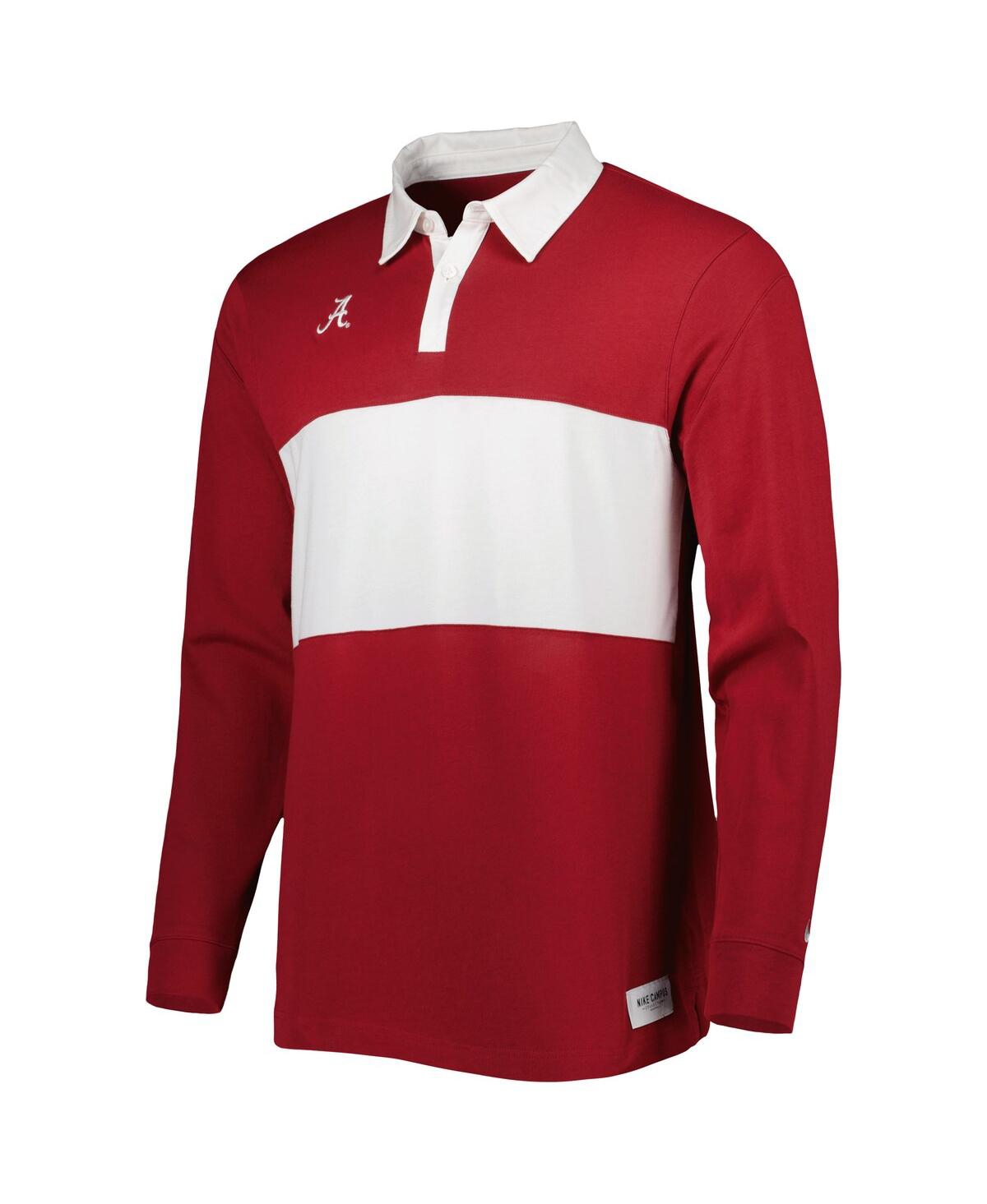 Shop Nike Men's  Crimson Alabama Crimson Tide Striped Long Sleeve Polo Shirt