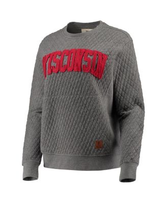 Women's Heather Charcoal Wisconsin Badgers Moose Quilted Pullover Sweatshirt