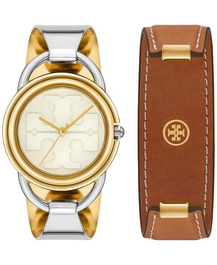 Tory Burch Women's Miller Luggage Leather Strap & Two-Tone Stainless Steel  Bracelet Watch 32mm Gift Set & Reviews - All Watches - Jewelry & Watches -  Macy's
