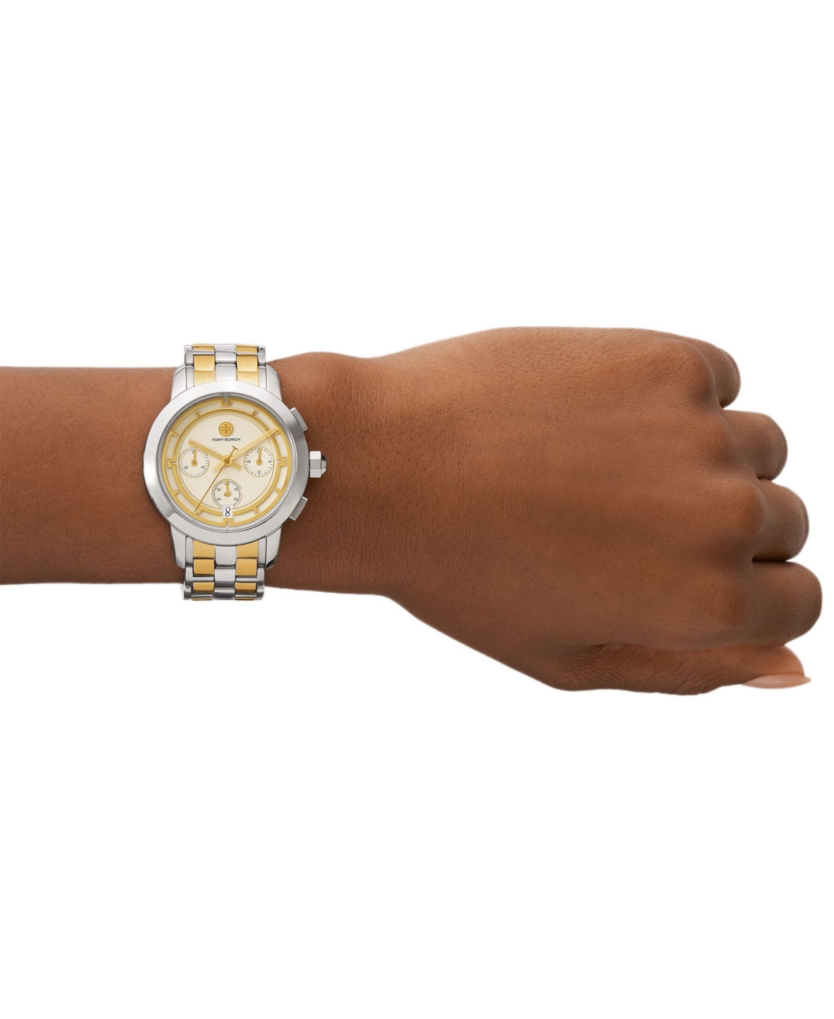 Shop Tory Burch Women's Chronograph Two-tone Stainless Steel Bracelet Watch 37mm In Multicolor
