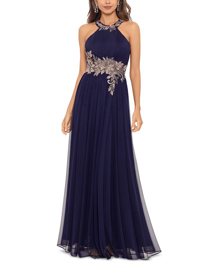 Betsy & Adam Women's Embellished Appliqué-Trimmed Gown - Macy's