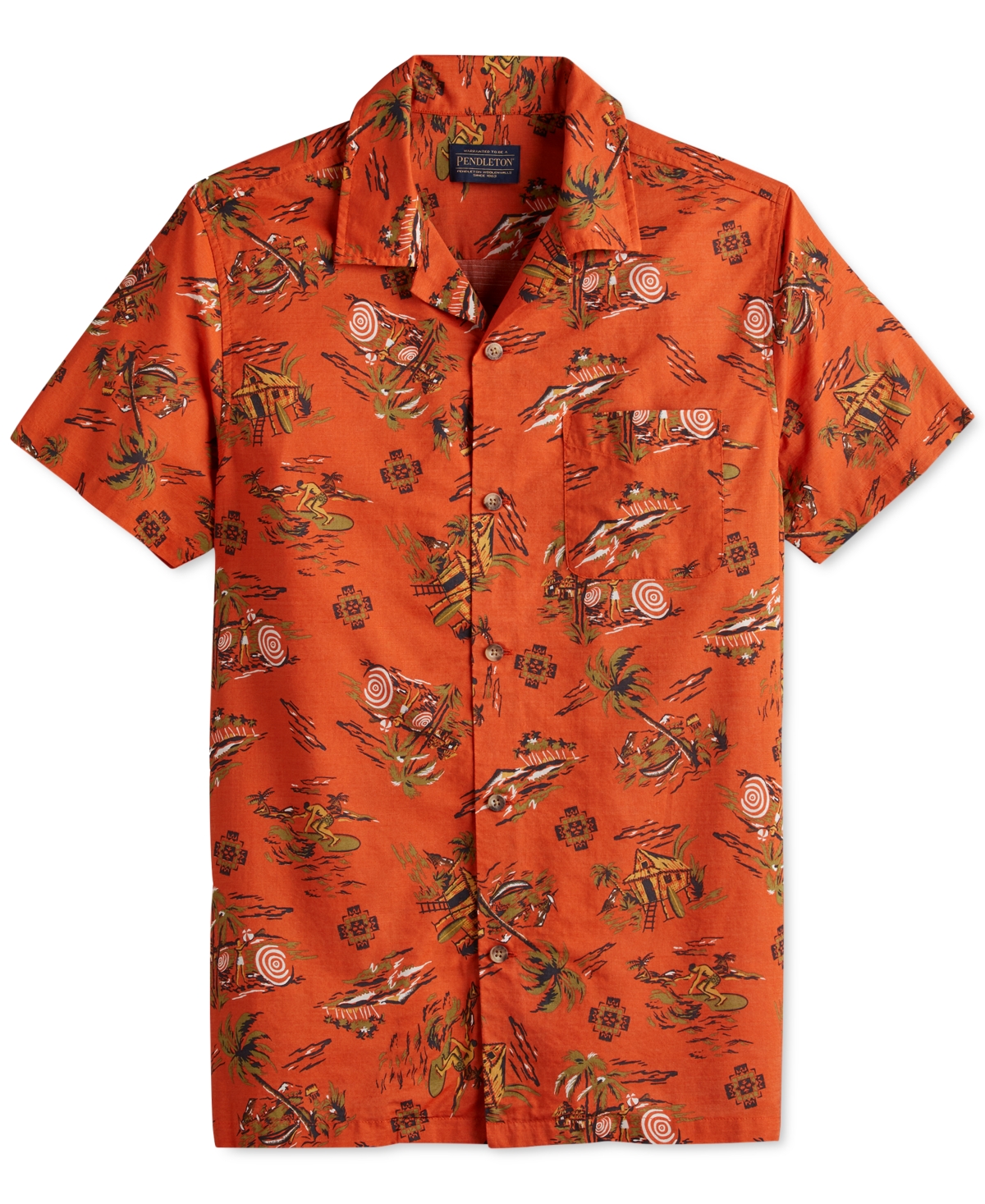 Pendleton Men's Shoreline Island-print Button-down Camp Shirt In Sand Palms