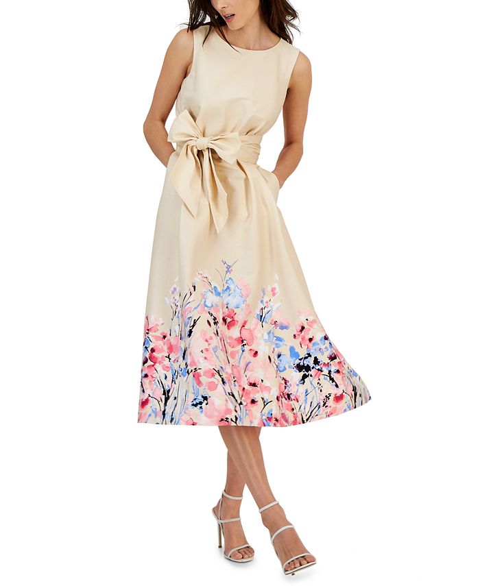 Anne Klein Women's Floral-Print Belted Midi Dress & Reviews - Dresses -  Women - Macy's