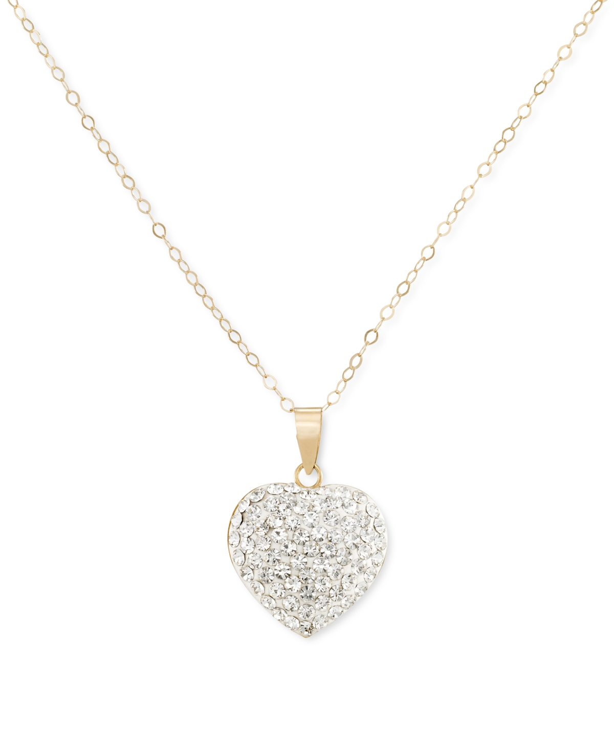 Macy's Crystal Pave Heart 18" Pendant Necklace In 10k Gold