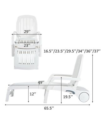 Patio Lounge Chair Chaise Adjustable Recliner Weather Resistant Wheels