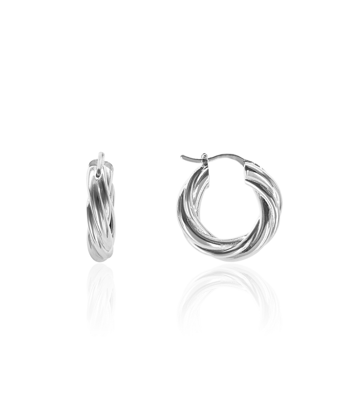 Shop Oma The Label Abma 1.1" Small Hoop In White Gold- Plated Brass In Silver