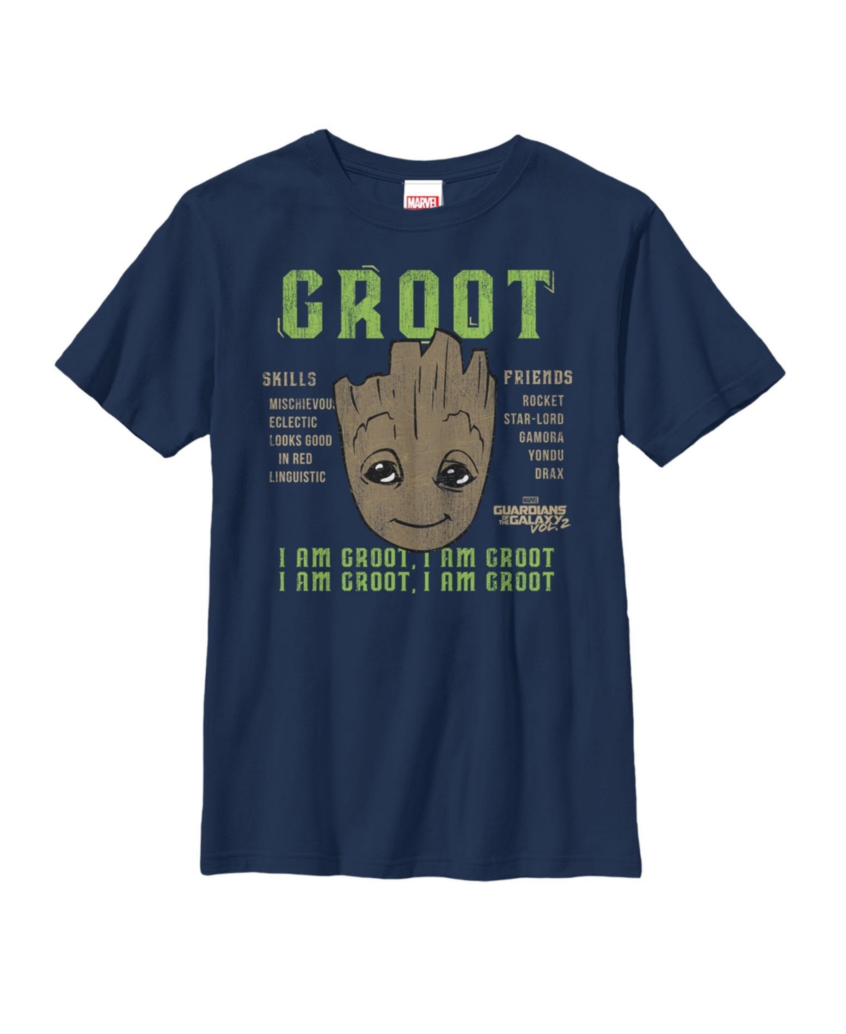 Marvel Boy's  Guardians Of The Galaxy Vol. 2 Groot Skills Child T-shirt In Navy Blue