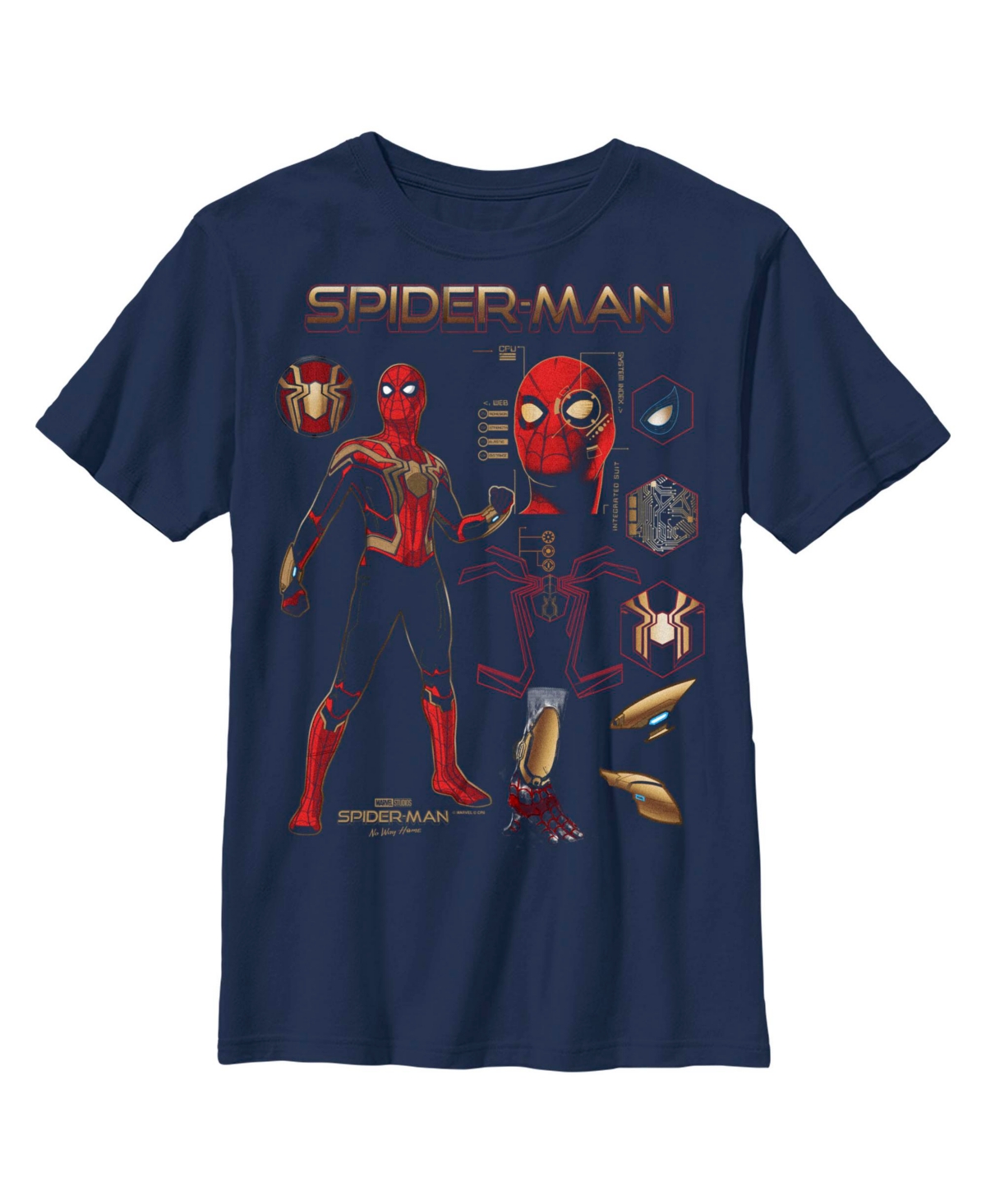 Boy's Marvel Spider-Man: No Way Home Iron Suit Gear Child T-Shirt - Black