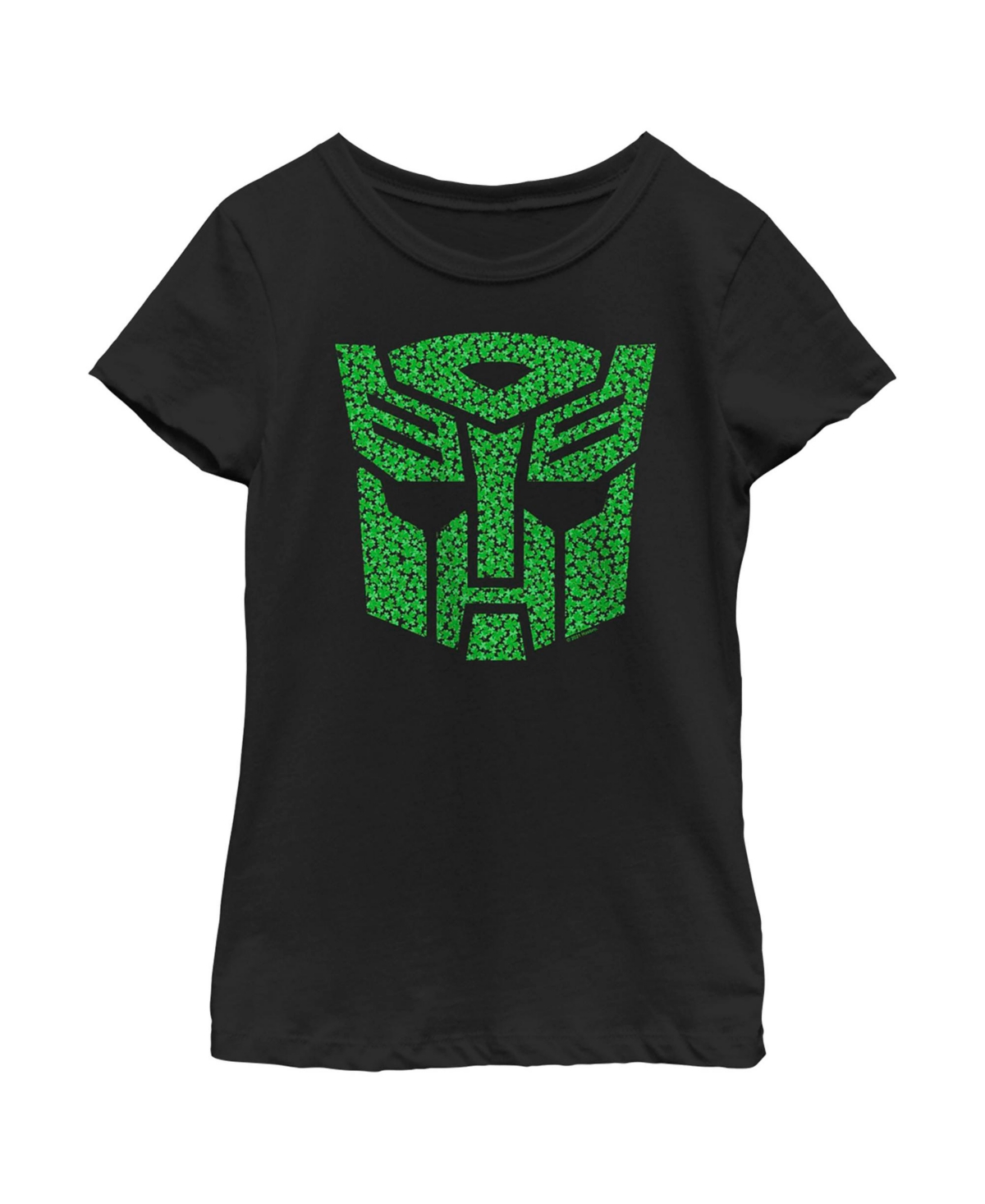 Hasbro Kids' Girl's Transformers St. Patrick's Day Cloverfield Autobot Logo Child T-shirt In Black