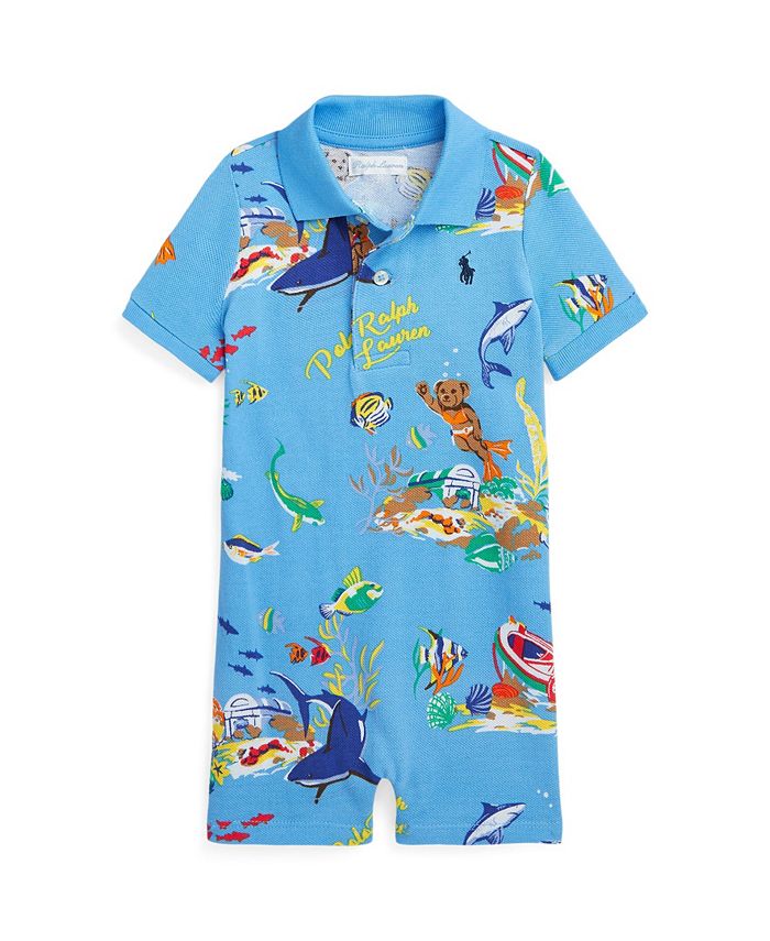 Polo Ralph Lauren Baby Boys Polo Bear Cotton Mesh Polo Short Sleeve Shortall Macy's