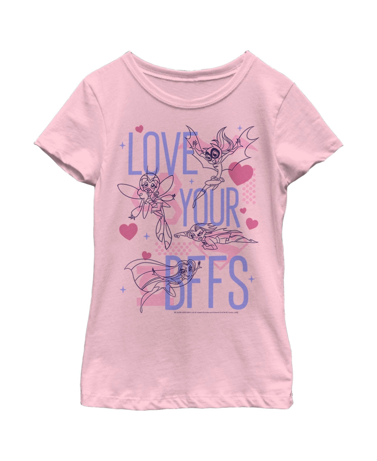 Dc Comics Girl's Batman Valentine's Day Love Your Bffs Child T-shirt In Light Pink
