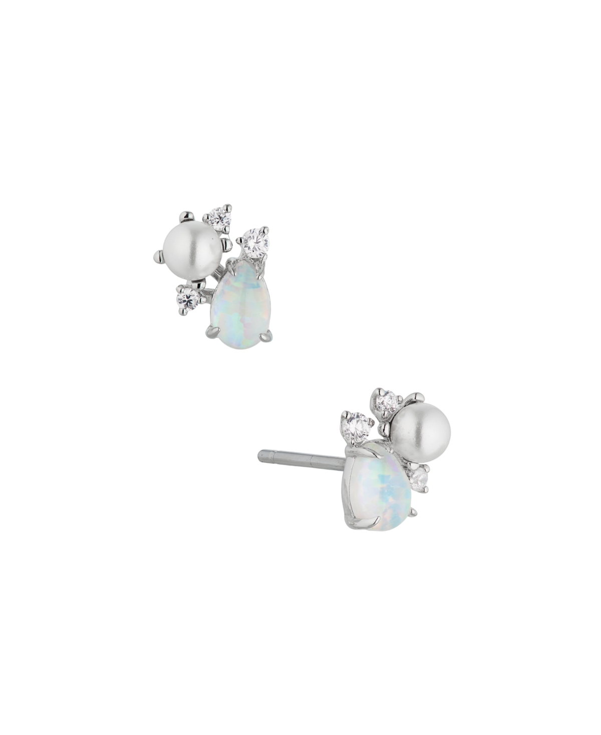 Ava Nadri White Opal Cluster Stud Earring In Silver