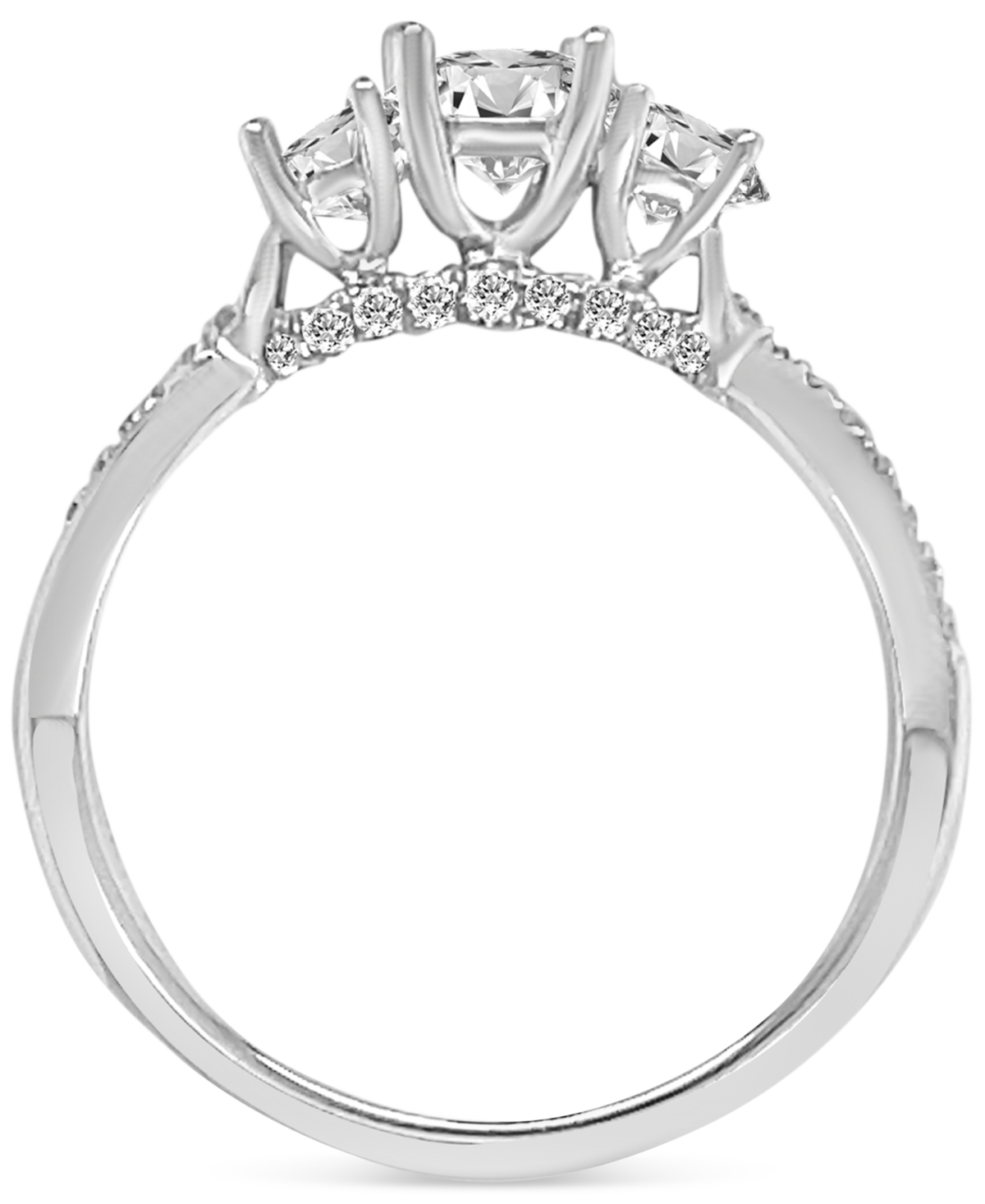 Diamond Three Stone Twist Shank Ring (1 ct. t.w.) in 14k- White Gold