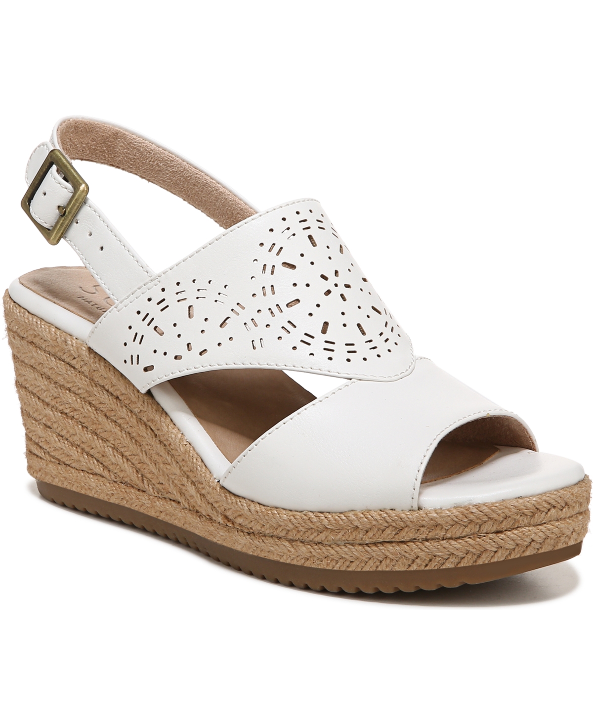 Soul Naturalizer Ocean Slingback Wedge Sandals Women's Shoes In White Smooth Faux Leather