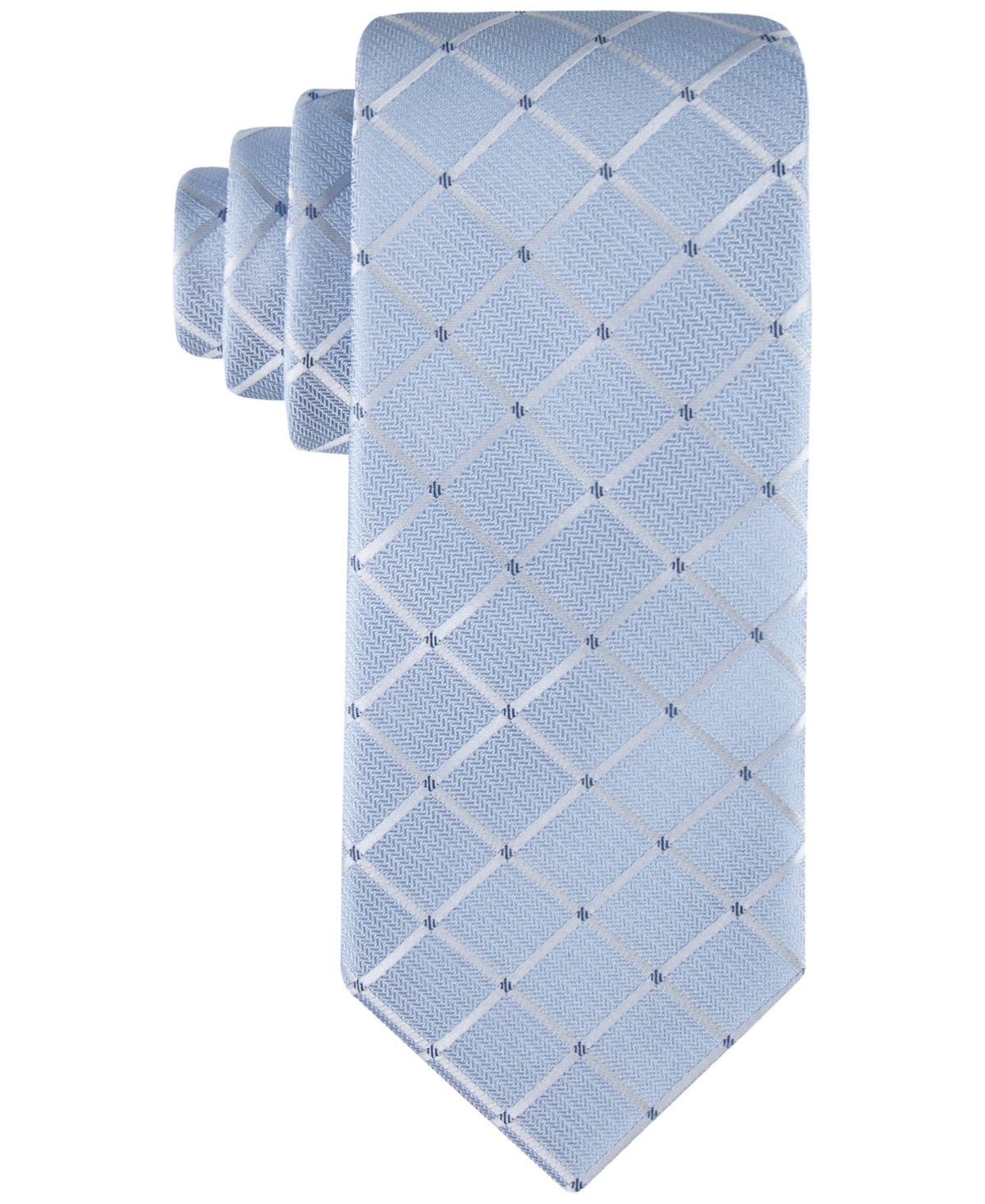 Calvin Klein Men's Herringbone Grid Tie In Light Blue