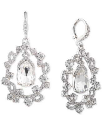 Givenchy - Silver-Tone Crystal & Stone Orbital Drop Earrings