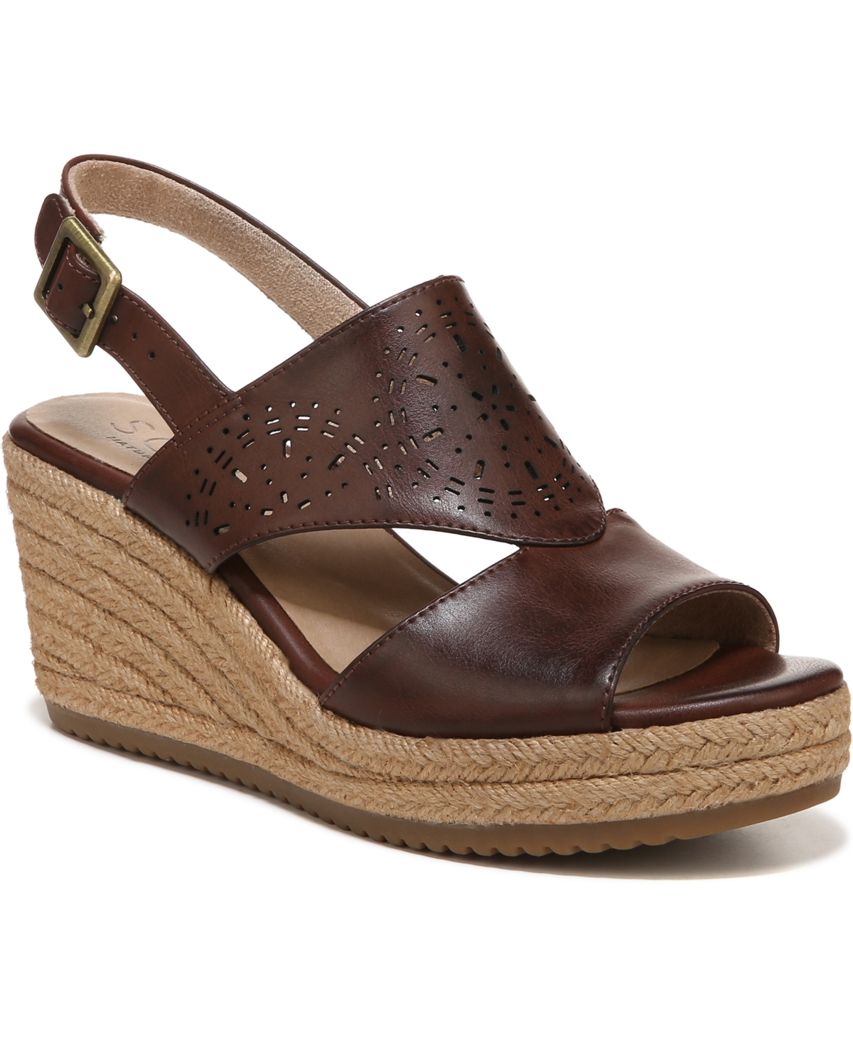 Soul Naturalizer Ocean Slingback Wedge Sandals Women's Shoes In Coffee Bean Faux Leather
