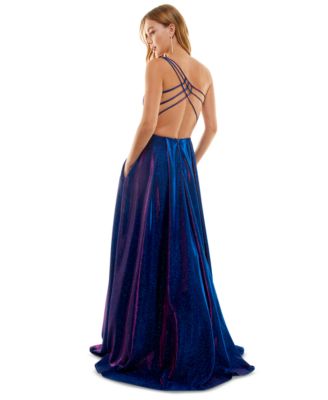 B Darlin Juniors' Strappy-Back Glitter-Finish Gown, Created for Macy's